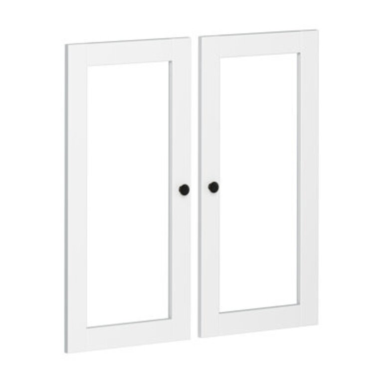 Bryanty 100% Solid Wood Modular Kitchen Pantry Double Glass Door Kit Finish: White