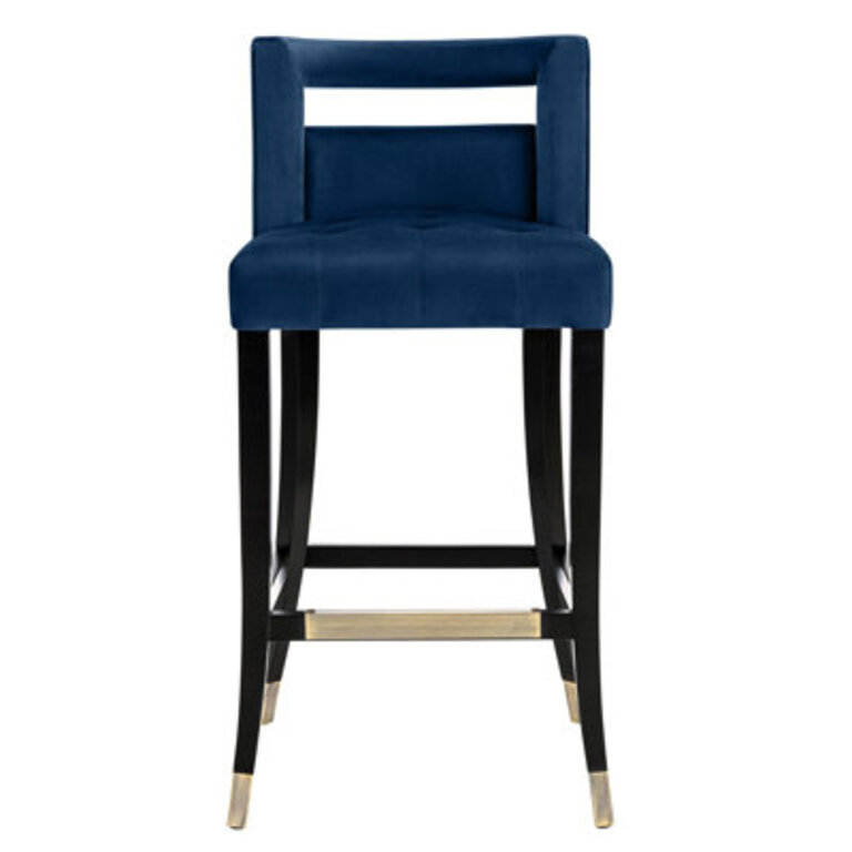 Kozlowski Bar Stool Seat Color: Navy, Frame Color: Black/Gold