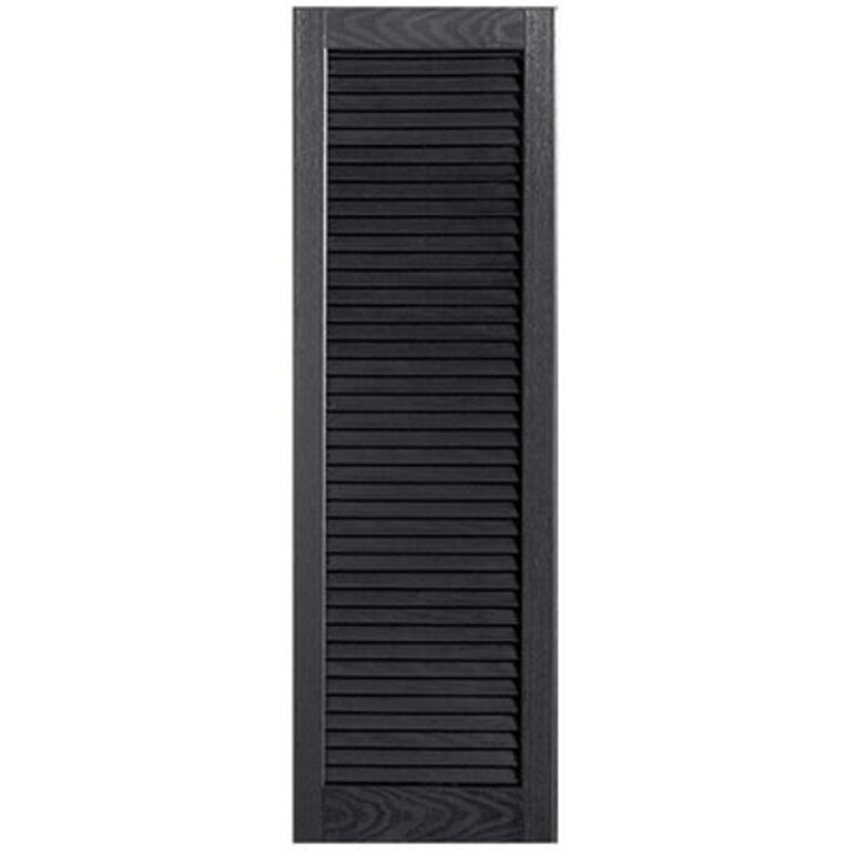 Straight Top Full-style Open Louver Shutters Pair Height: 64", Width: 15", Color: Black
