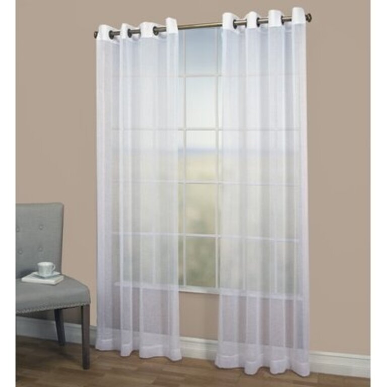Stepanie Semi-Sheer Grommet Single Curtain Panel Size per Panel: 52" W x 63" L, Curtain Color: White