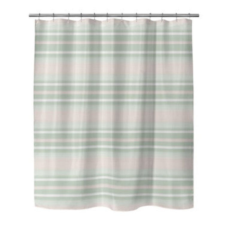 Towry Striped Single Shower Curtain Color: Green/Blush, Size: 72" H x 70" W