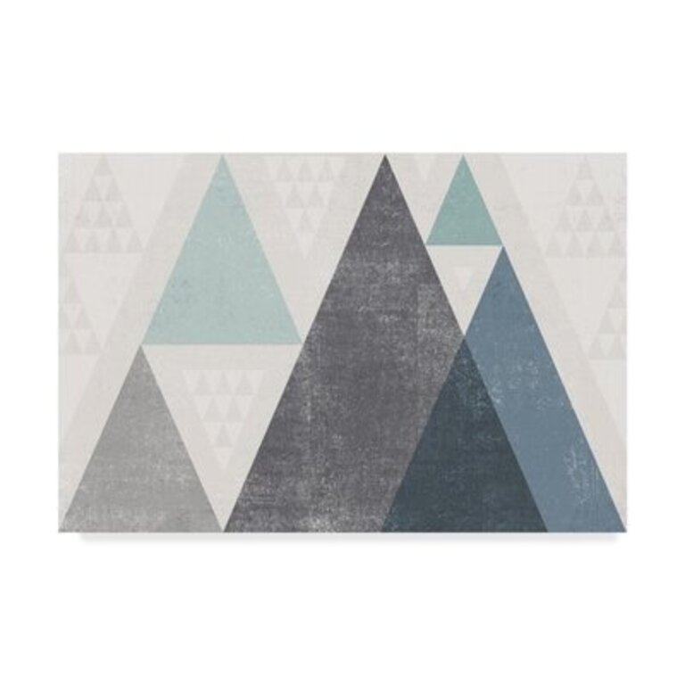 'Mod Triangles I Blue' Canvas Art Size: 12" H x 19" W x 2" D