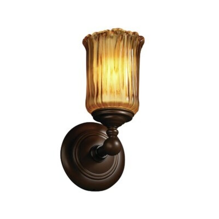 Leroux 1-Light Armed Sconce Shade Color: Amber, Finish: Dark Bronze