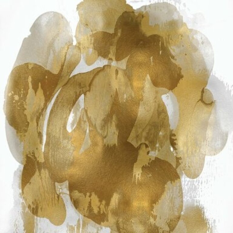 'Flow I' Graphic Art Print on Canvas in Gold Format: Wrapped Canvas, Matte Color: No Matte, Size: 12" H x 12" W x 1.5" D