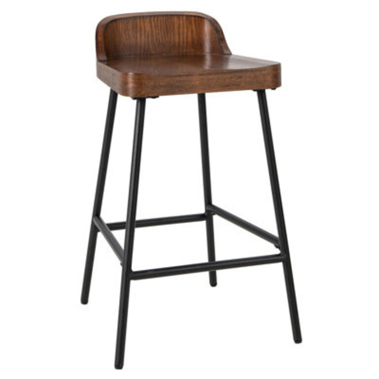 Bar Stool With Backrest And Saddle Seat-24.5" Height