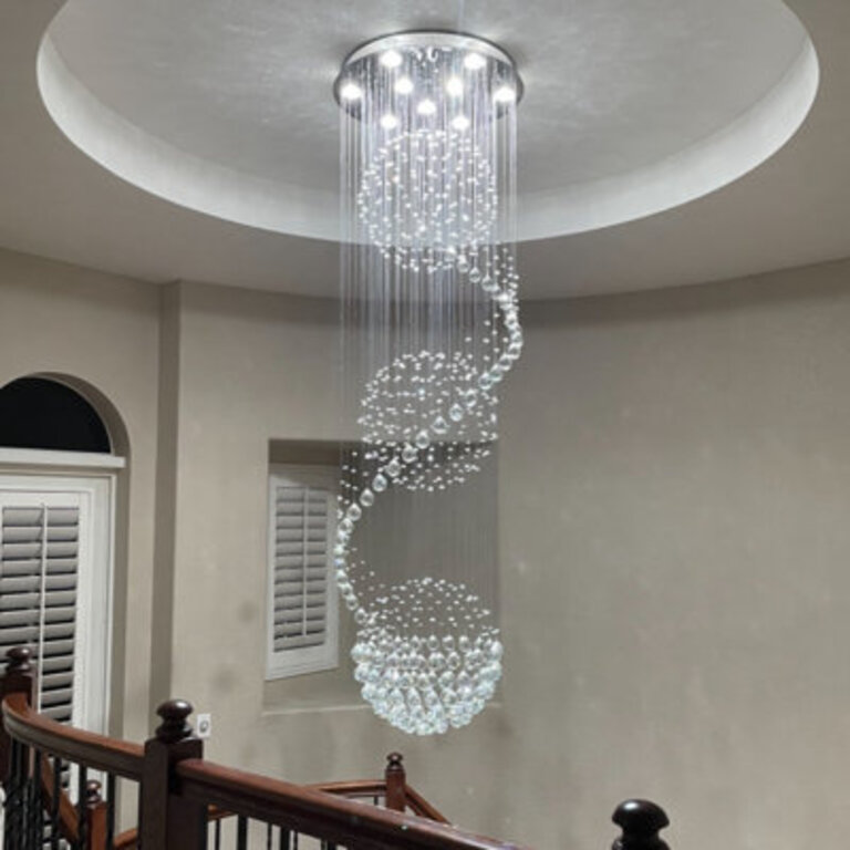 Io 9 - Light Spiral Tiered Crystal Statement Chandelier for High Ceilings
