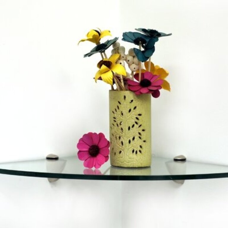 Fritts Floating Glass Wall Shelf Finish: Chrome, Size: 0.38"H x 16"W x 16"D