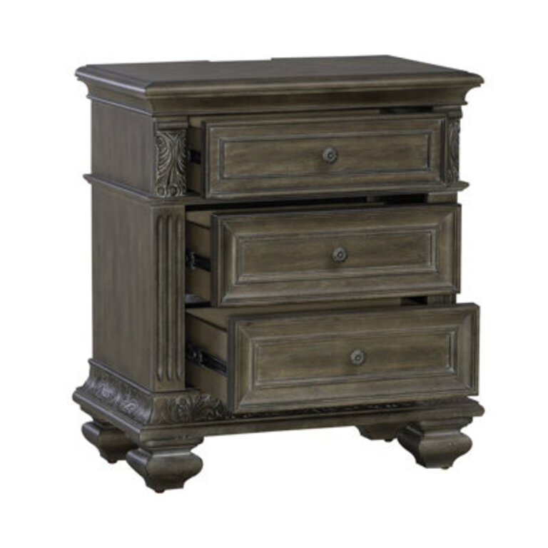 3 Drawer Night Stand With Charging Station