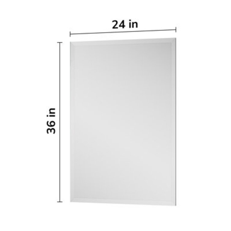 Janica Rectangular Beveled Frameless Bathroom Vanity Mirror Decorative Wall Accent Mirror Size: 36" x 24"