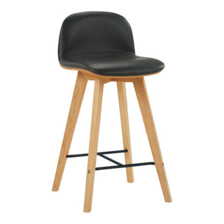 Caspian Counter & Bar Stool Seat Height: Counter Stool (25.5” Seat Height), Color: Black Genuine Leather