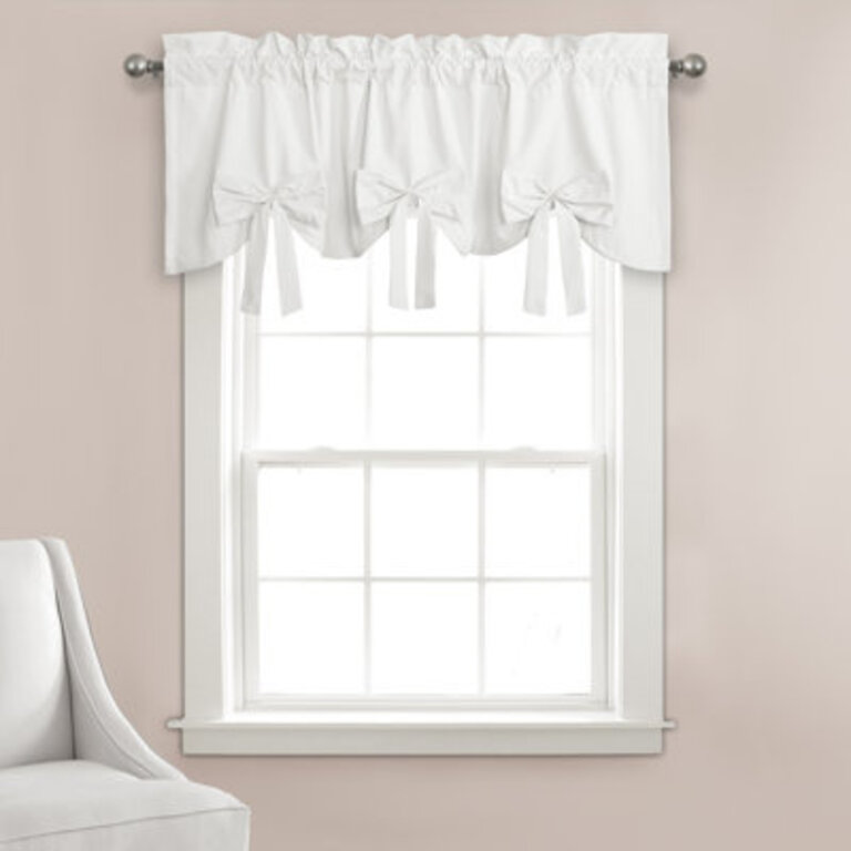 Melody Bow Scalloped 52 Window Valance in BlushWhiteLight Gray