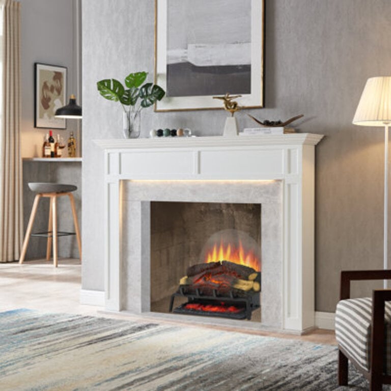 Lenneth 25 W Electric Fireplace Log with Adjustable Color Flames  Fire Cracking Sound
