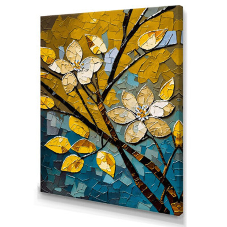 Bright Blossoming Minimal Wildflowers IV - Single Picture Frame Print on Canvas