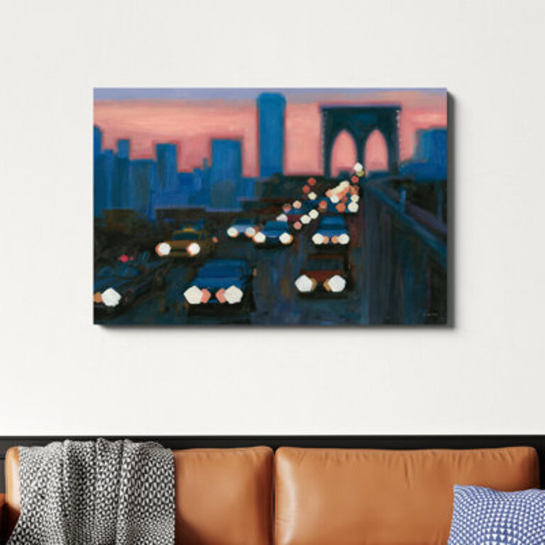 Brooklyn Bridge Evening by James Wiens - Wrapped Canvas Painting Print