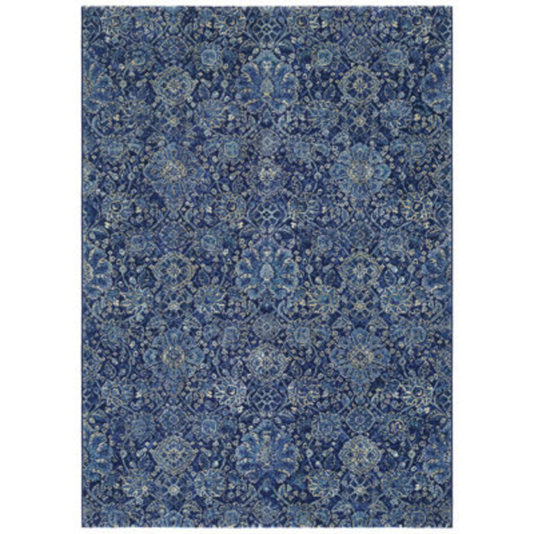 Ullin Floral Navy Sapphire Blue Performance Area Rug