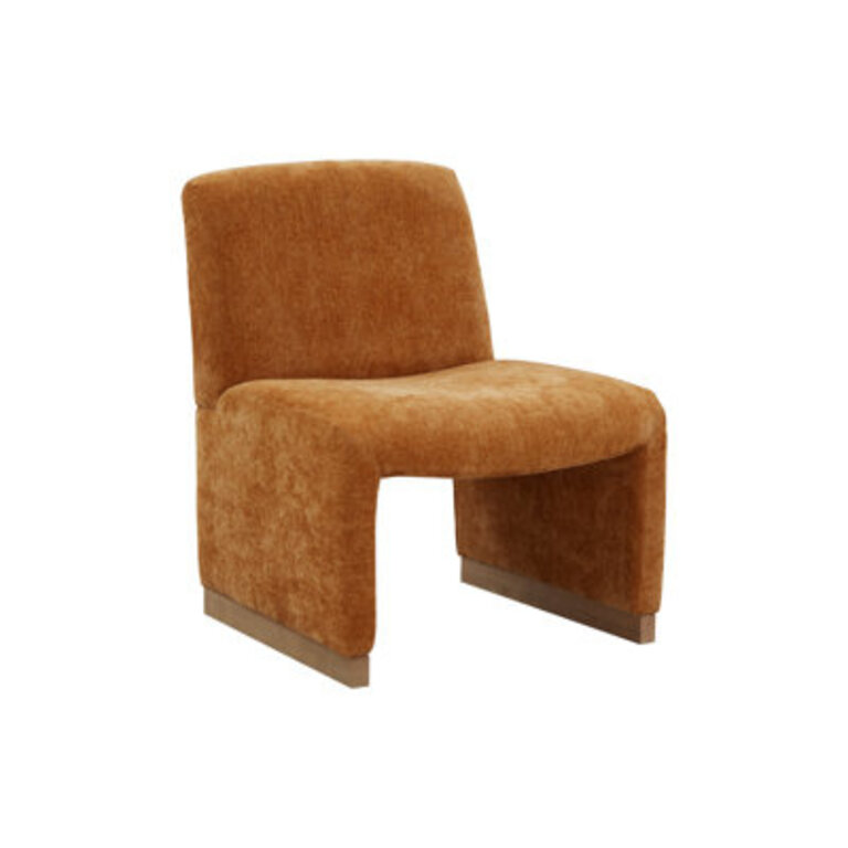 Mid-Century Inspired Armless Upholstered Accent Chair with Solid Wood Legs and Plush Fabric