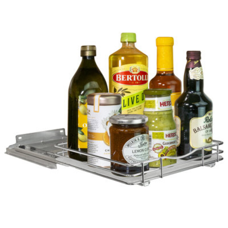 LYNK PROFESSIONAL Pull Out Spice Rack Organizer for Inside Kitchen Cabinets - 10-1/4 inch Wide - Slide Out Drawer ? Chrome Sliding Spice Cabinet Organization Shelf Racks - 1 Tier