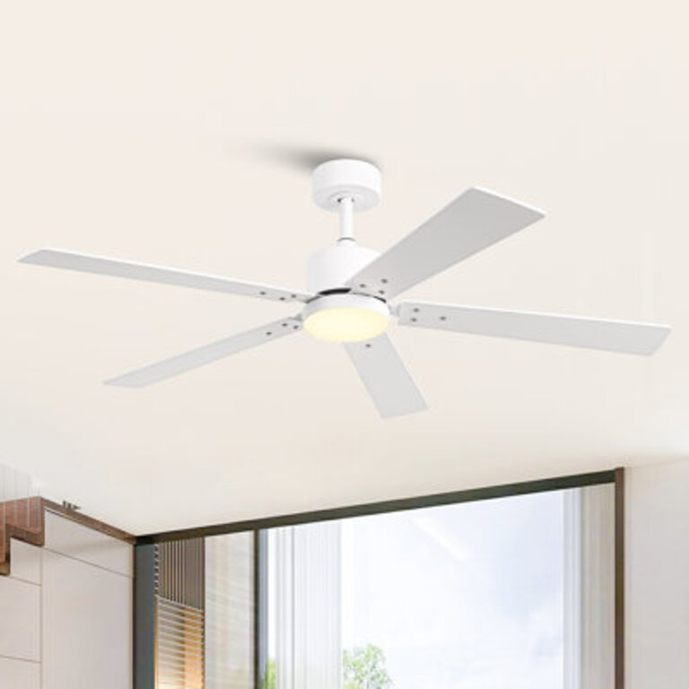 Vaczon 52 5 - Blade Modern Ceiling Fan with LED Lights and Remote Control 6 Speeds Reversible DC Motor 3 Color Lights Timer Double-sided Wood Blades