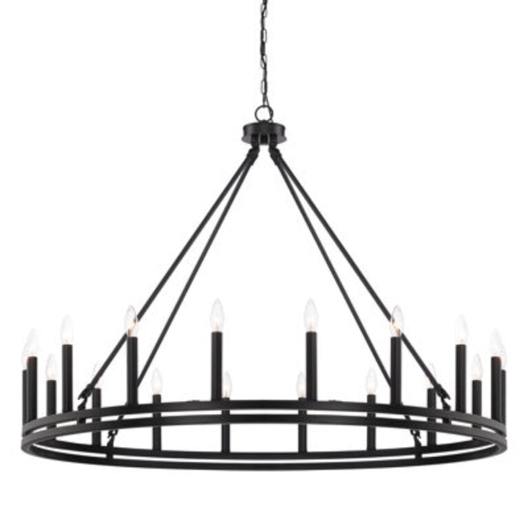 Adriana 18 - Light Living Room Steel Dimmable Candle Style Wagon Wheel Chandelier UL Certified