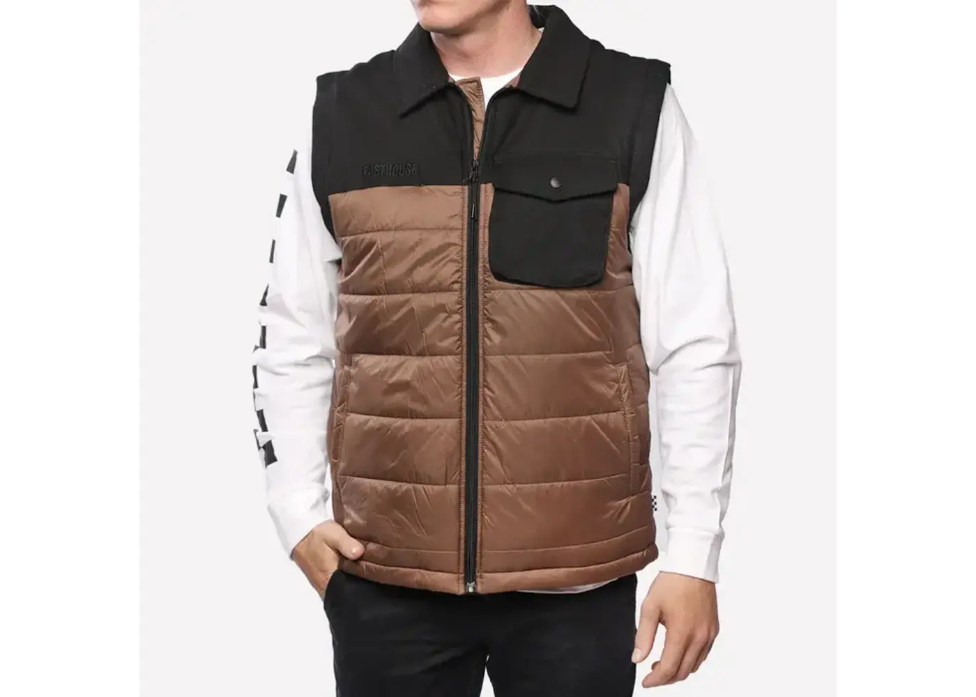 FASTHOUSE FASTHOUSE - PROSPECTOR PUFFER VEST BLACK/BROWN, M
