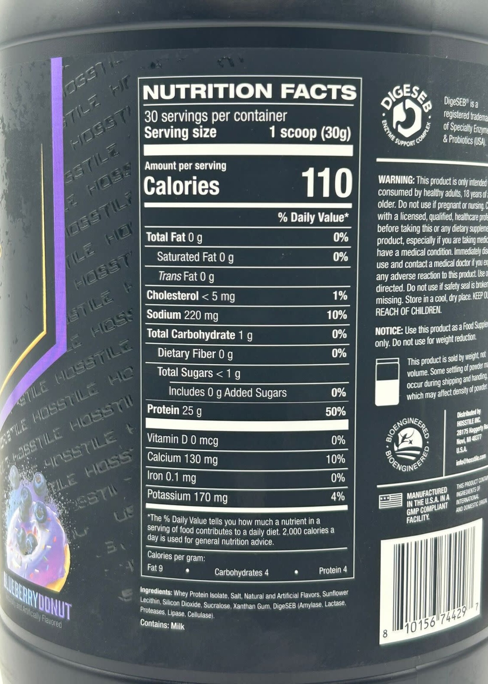 HOSSTILE ISO H1 WHEY PROTEIN 1.98 LB 30 SERV BLUEBERRY DONUT