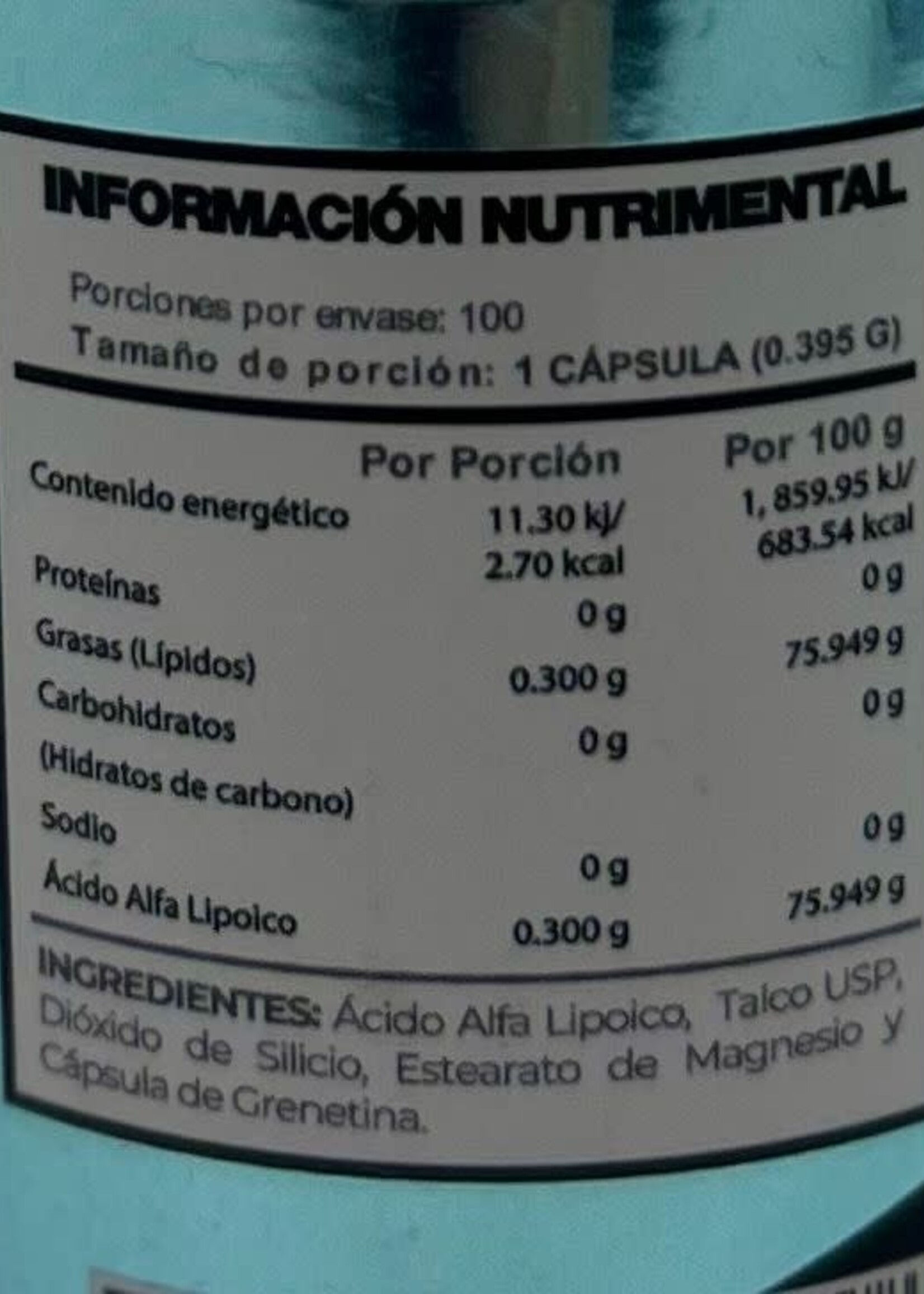 ND EVOLUTION ÁCIDO ALFA LIPOICO (Alpha Lipoic) ND EVOLUTION 100 SERV