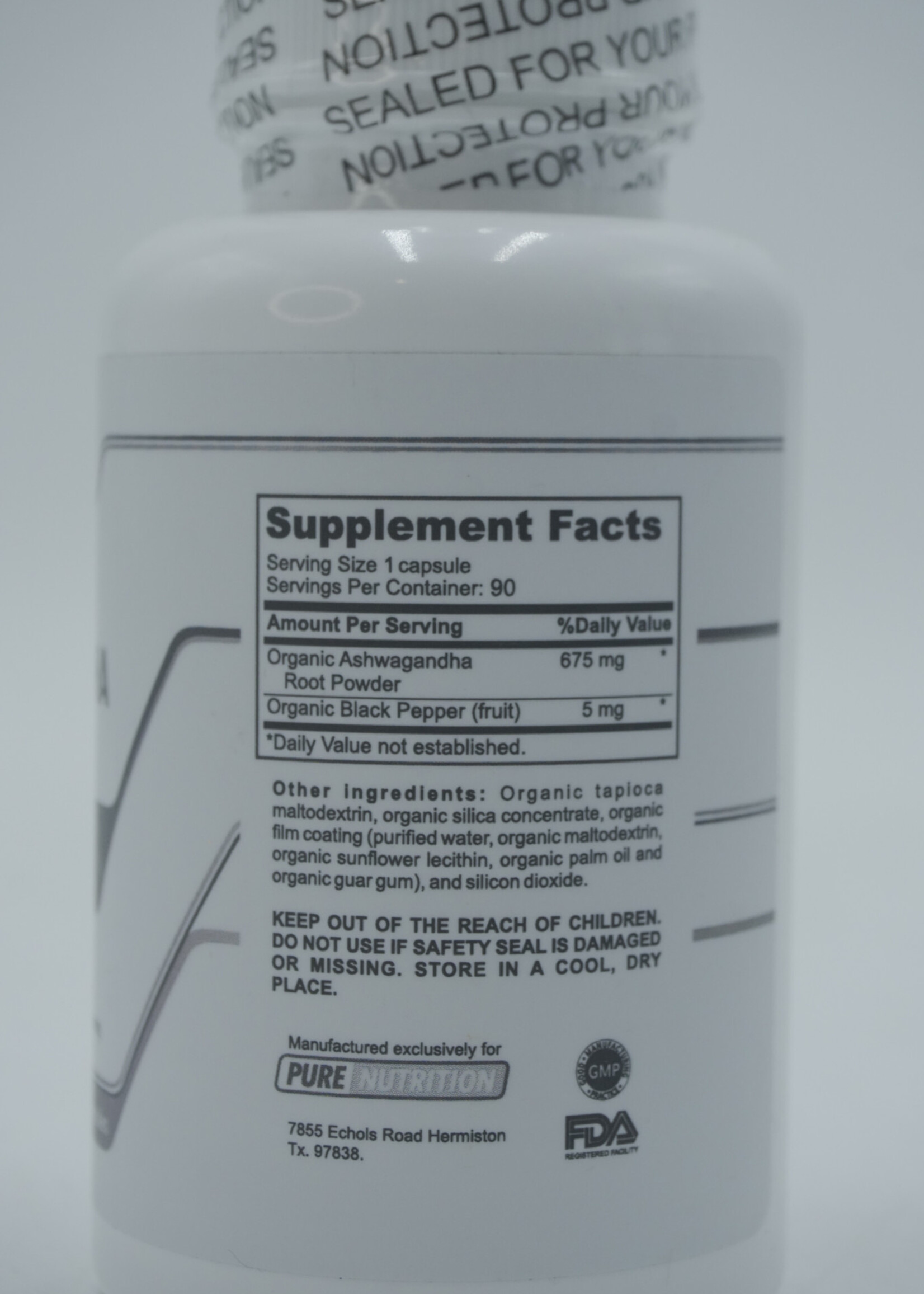PURE NUTRITION ASHWAGANDA PURE NUTRITION 675 MG/90 CAP