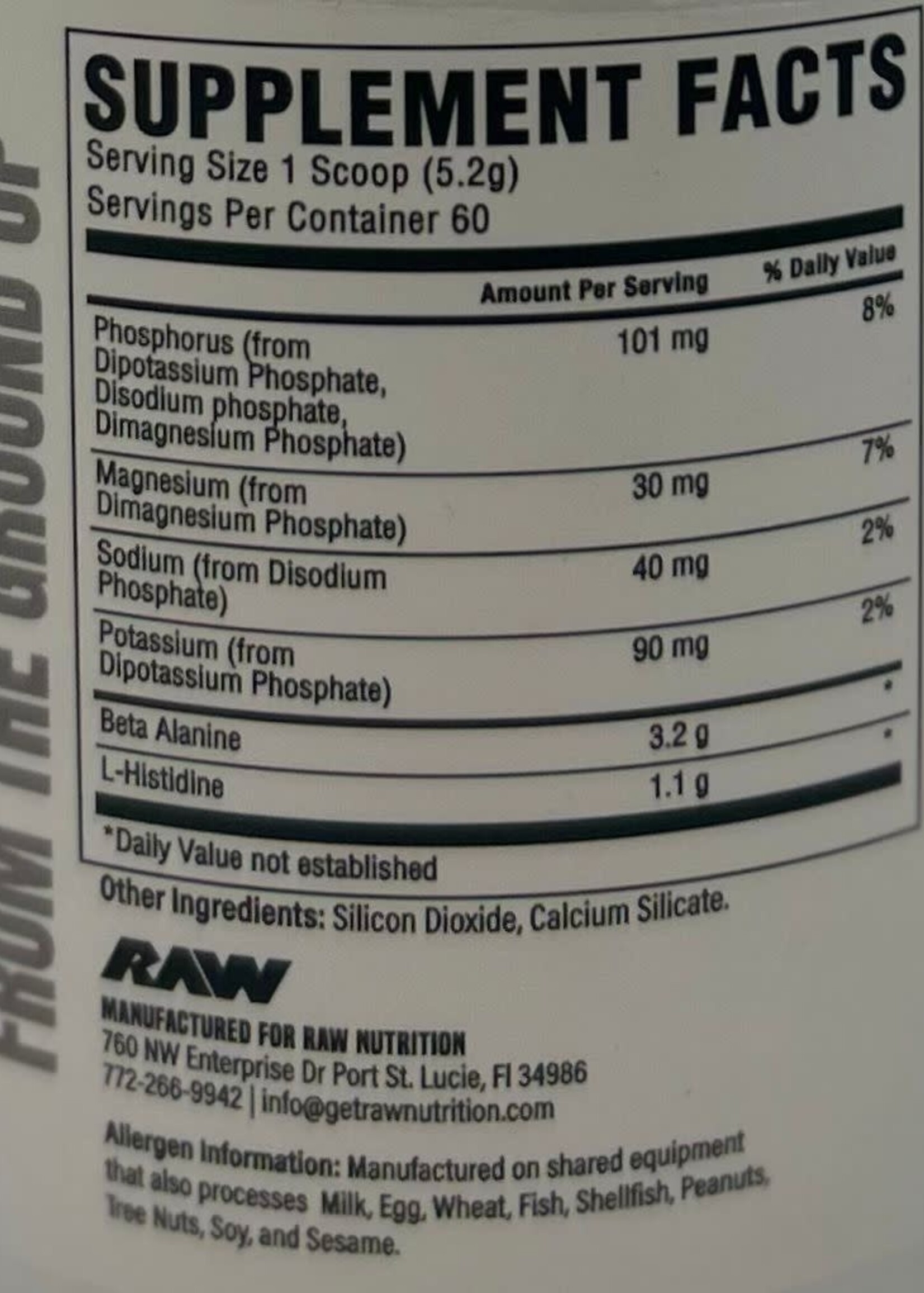 RAW BETA ALANINA RAW 3.2 GR/ 60 SERV