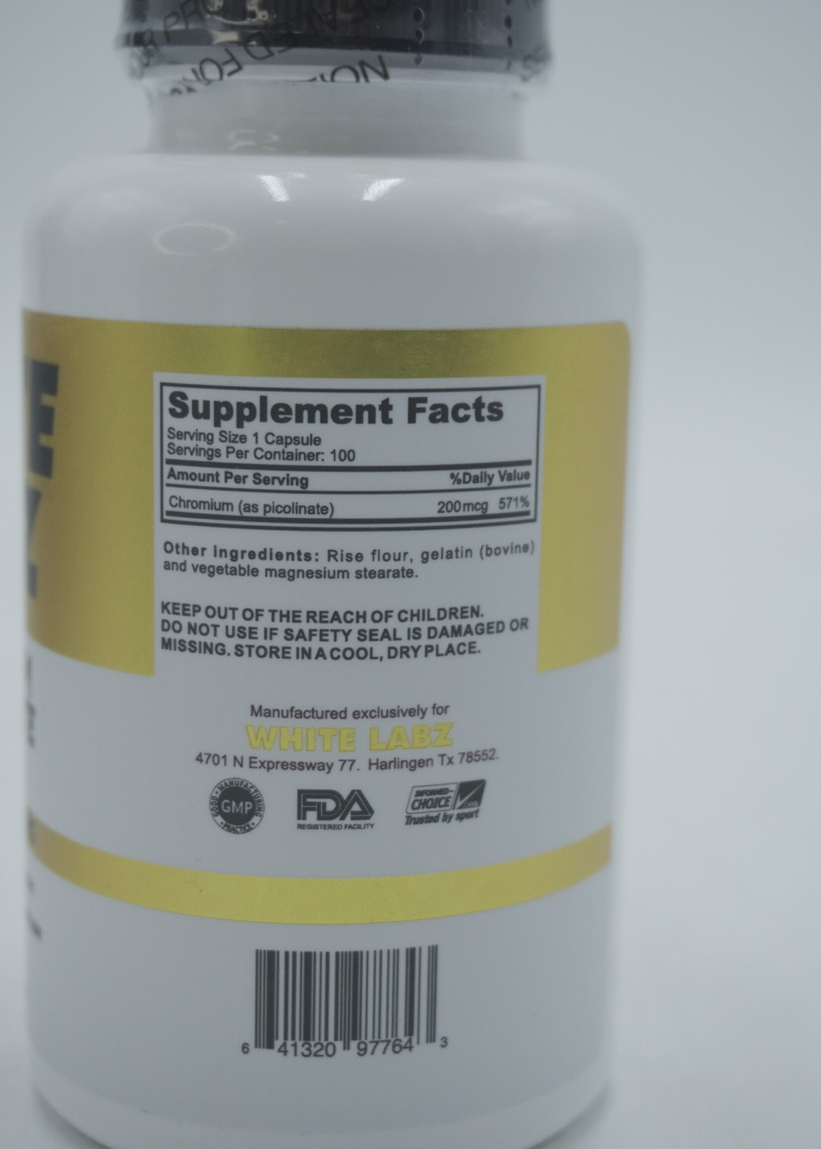 WHITE LABZ CHROMIUM PICOLINATO 100 CAP WHITE LABZ