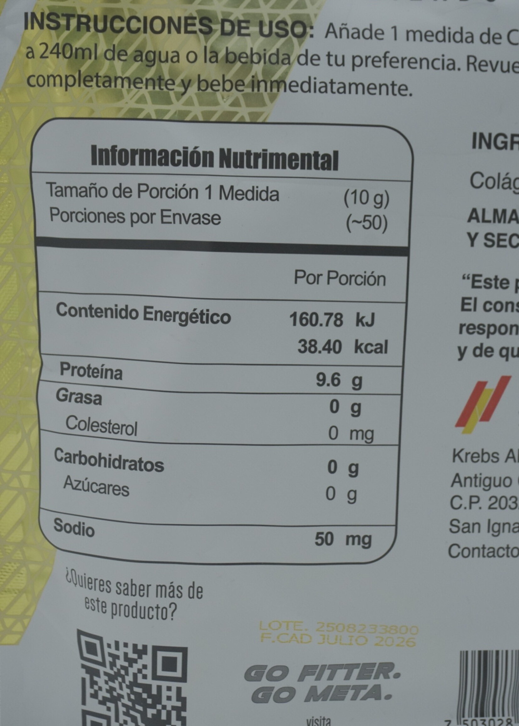 META NUTRITION COLÁGENO META HIDROLIZADO 50 SERV
