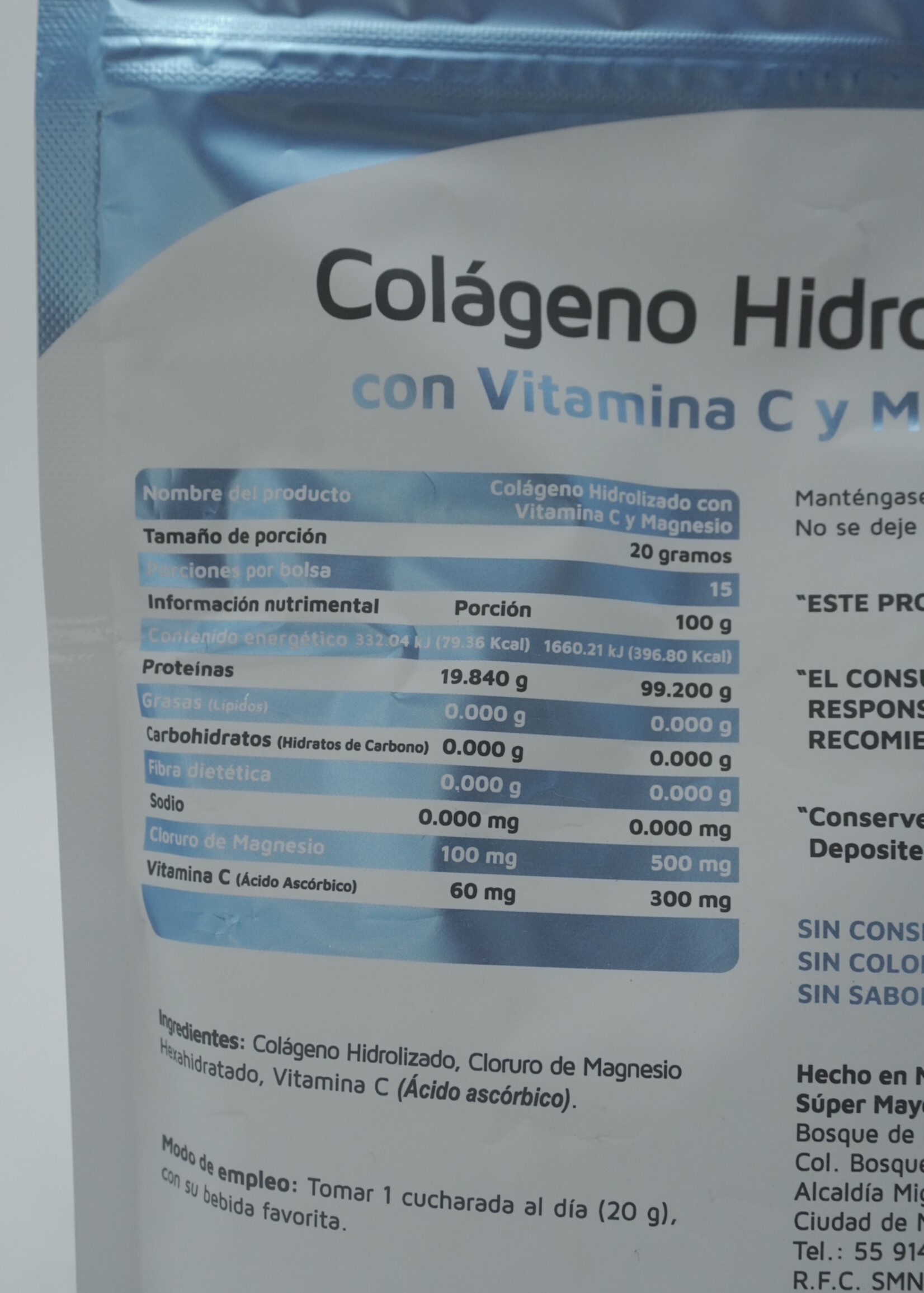 VIDANAT COLAGENO VITAMINA C Y MAGNESIO 300 GR/ 15 SERV
