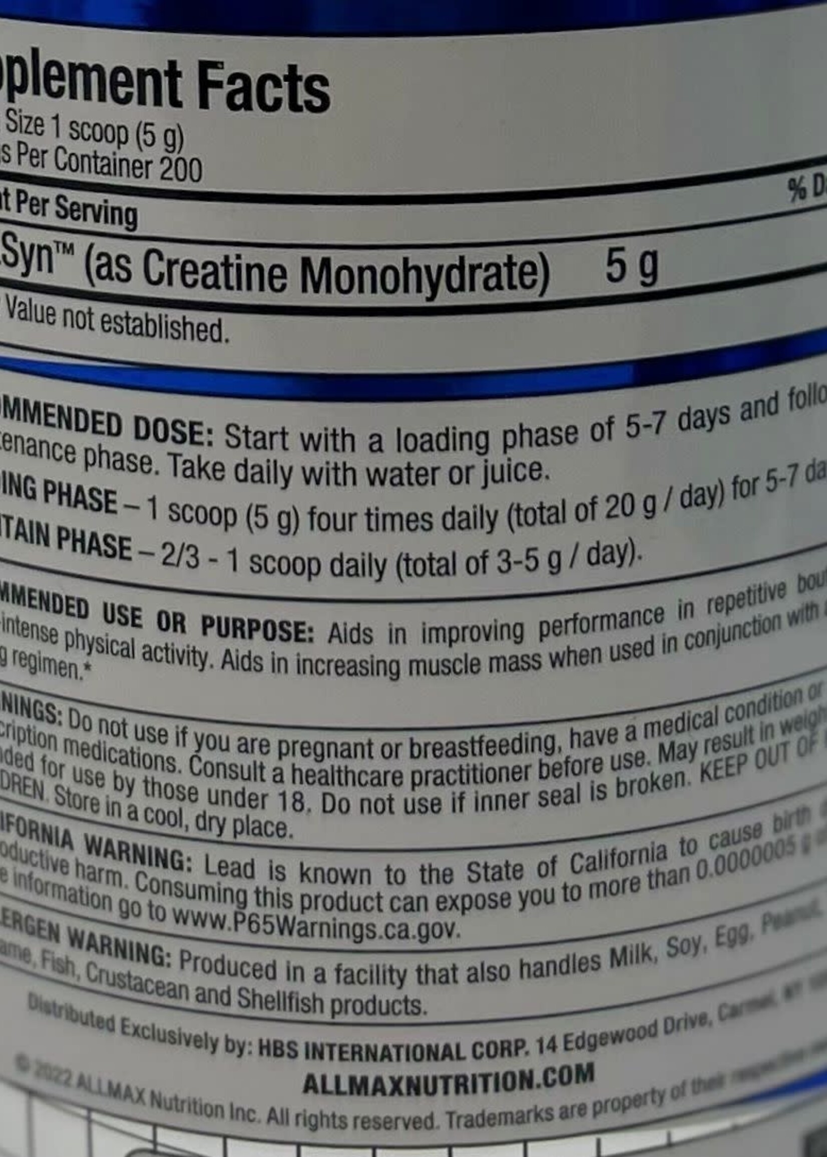 ALLMAX CREATINA ALLMAX  200 SERV *PROMO*