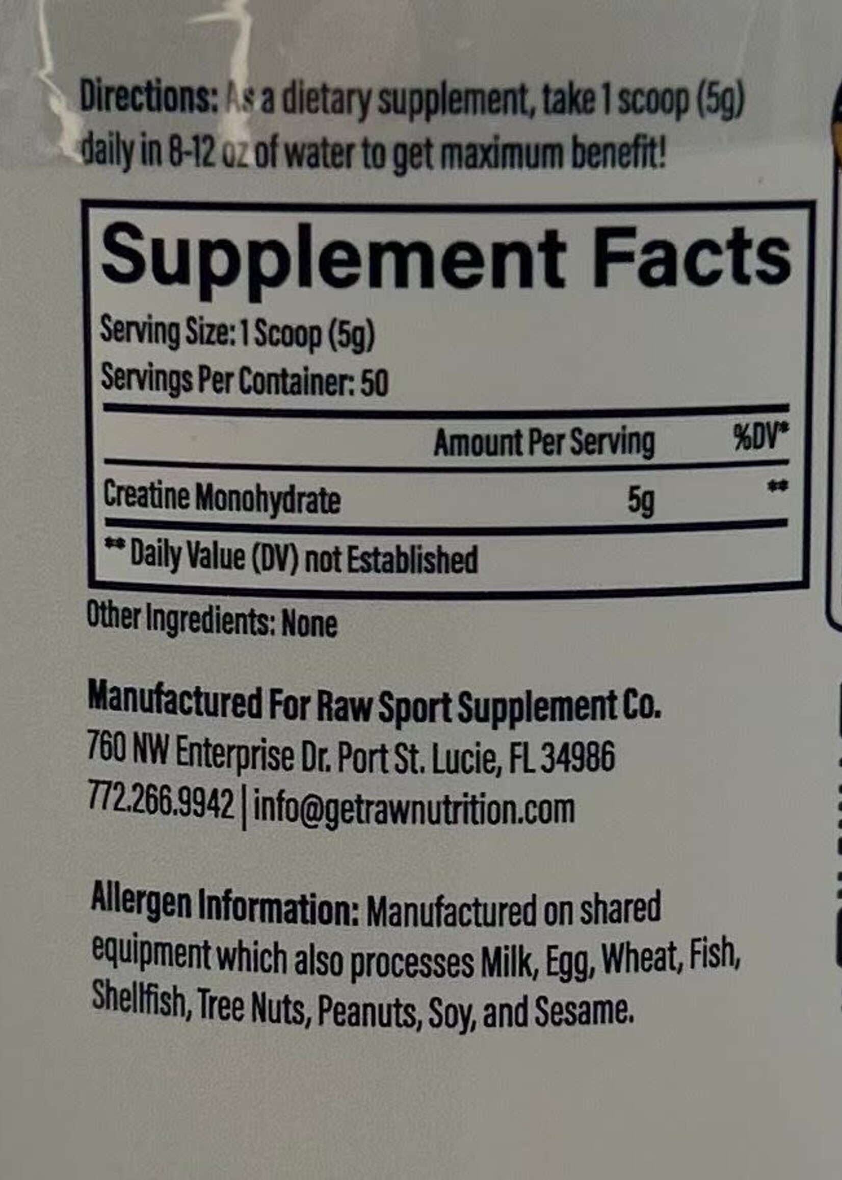 RAW CREATINA RAW 30 SERV