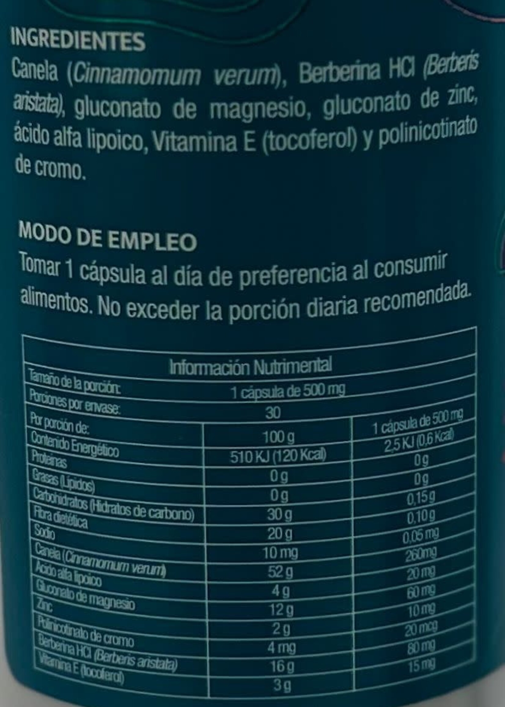 NATURAL WISDOM BERBERINA COMPLEX 500 MG/30 CAP