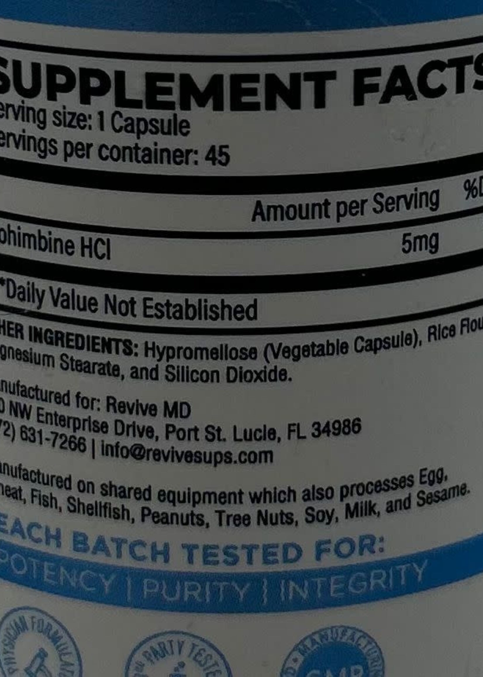 REVIVE YOHIMBINE HCL REVIVE 45 CAP