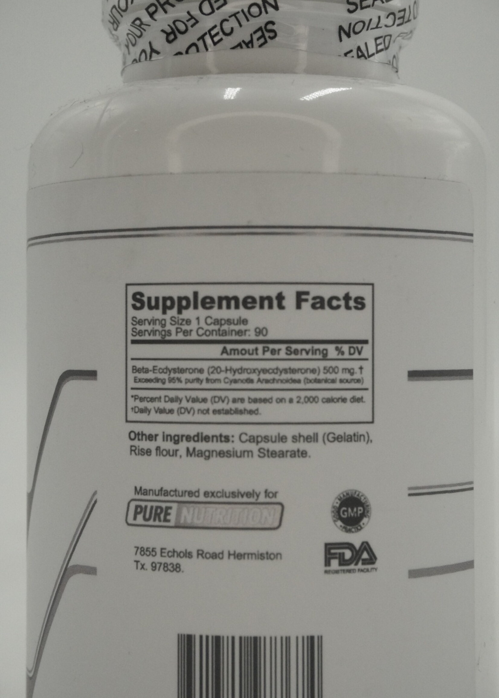 PURE NUTRITION ECDYSTERONE 500 MG/90 CAP PURE NUTRITION