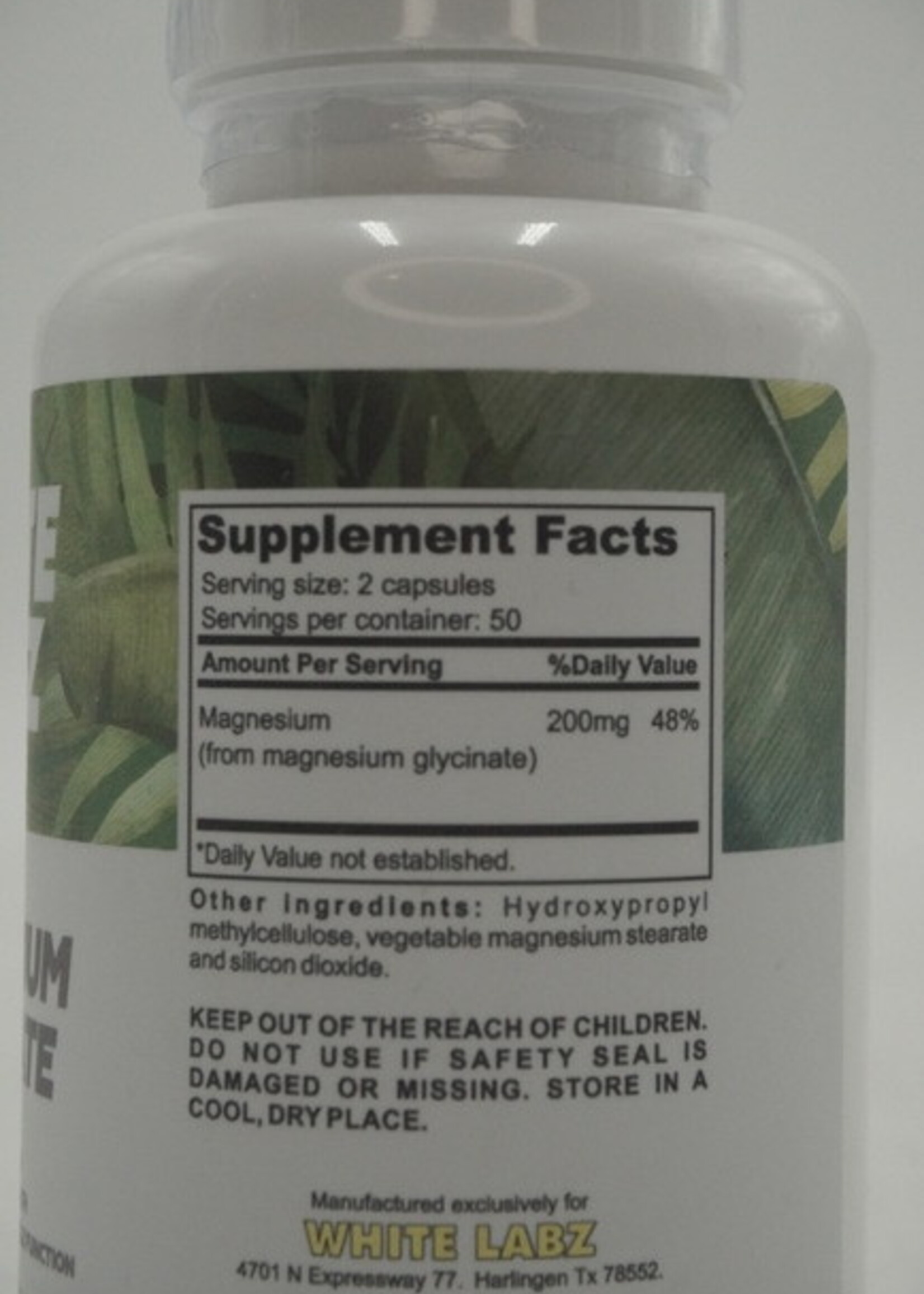 WHITE LABZ MAGNESIUM GLYCINATE WHITE LABZ 200MG 100 CAP