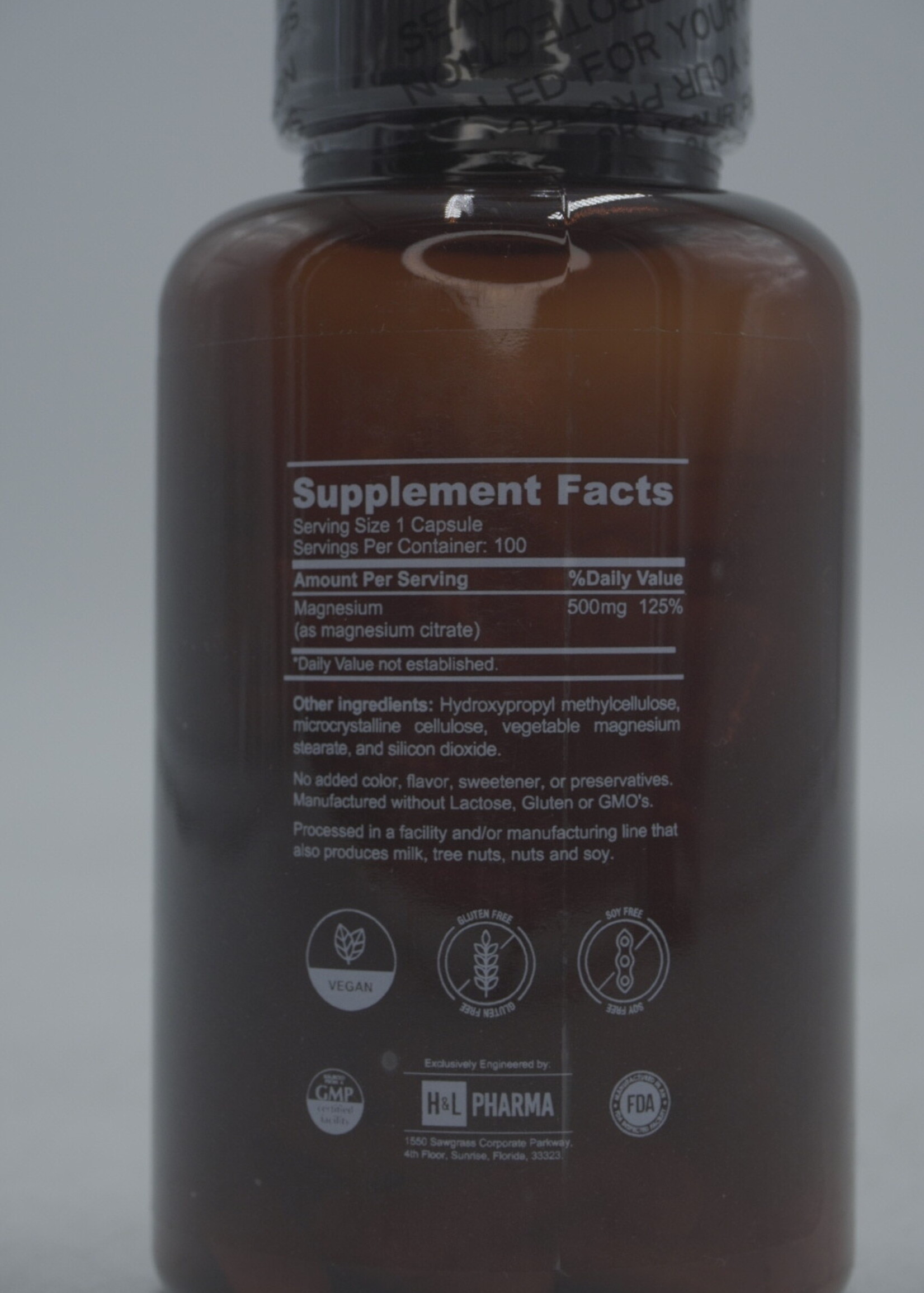 H&L PHARMA CITRATO DE MAGNESIO H&L 500 MG/100 CAP