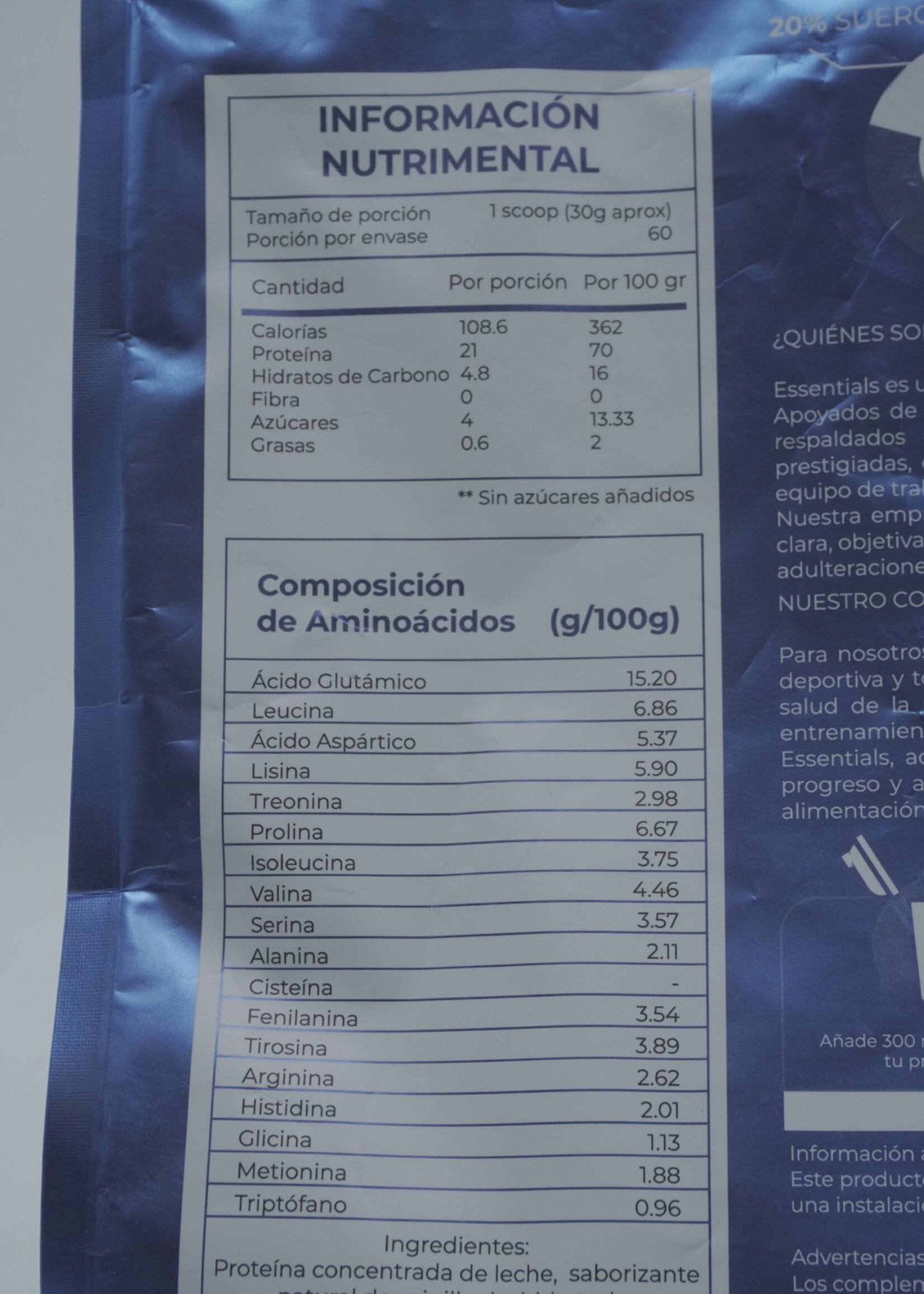 ESSENTIALS ESSENTIALS WHEY PROTEIN CONCENTRATE