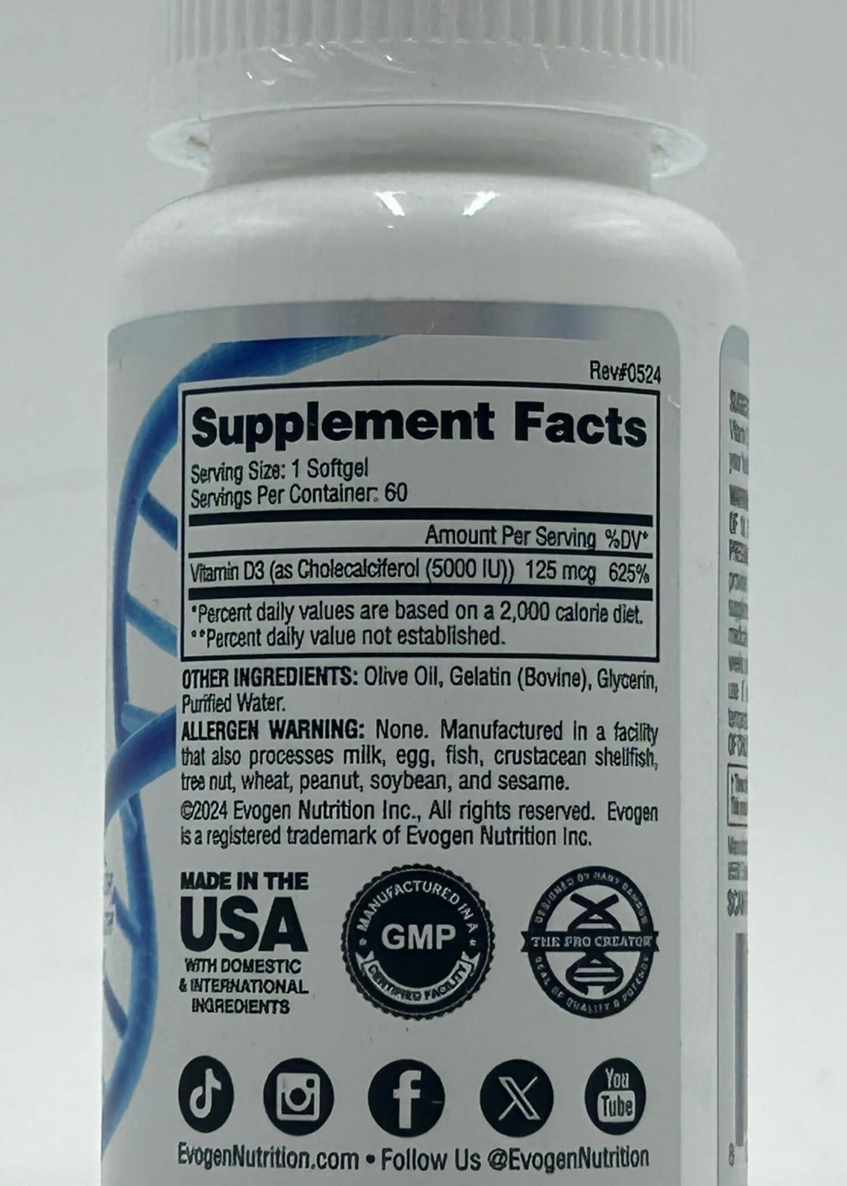 EVOGEN VITAMINA D3 EVOGEN 60 SOFTGELS