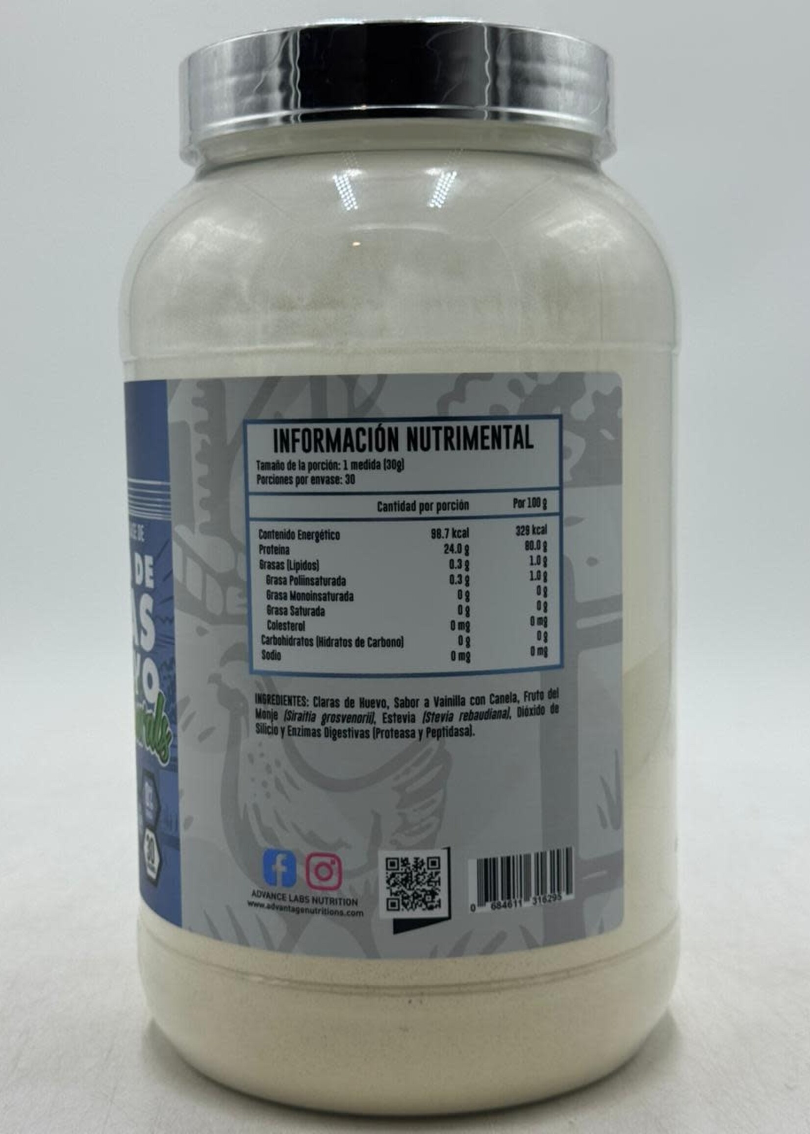 ADVANCE NUTRITION CLARAS DE HUEVO NATURALS 30 SERV