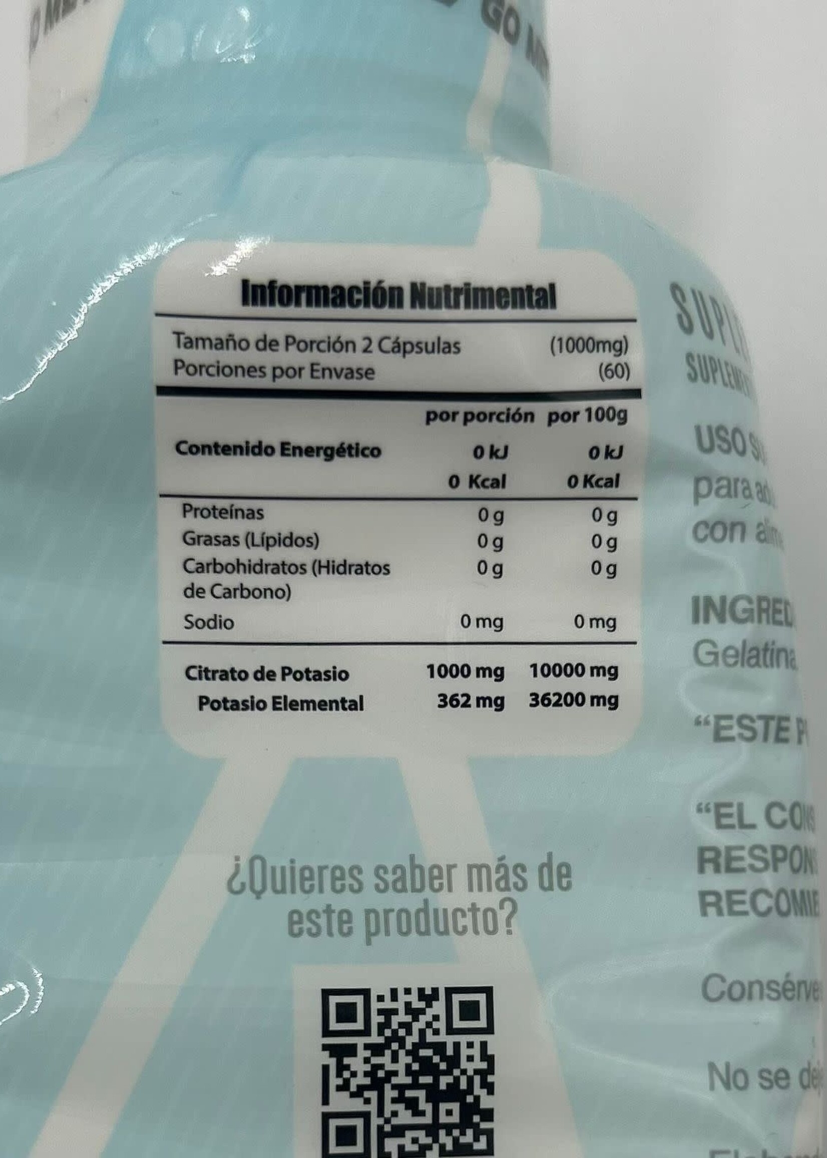 META NUTRITION CITRATO DE POTASIO 1000 MG 120 SERV META