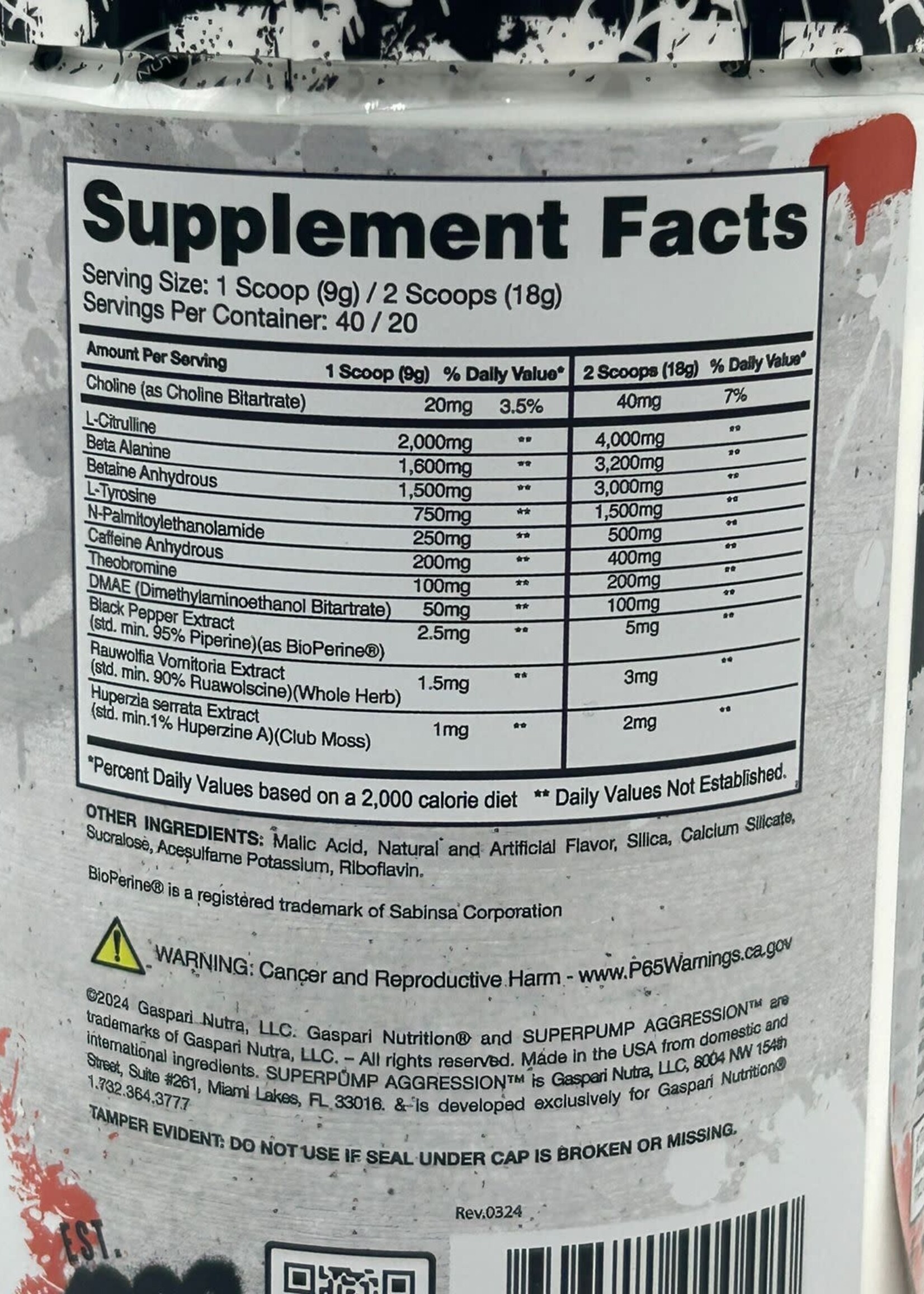 GASPARI NUTRITION SUPER PUMP AGRESSION