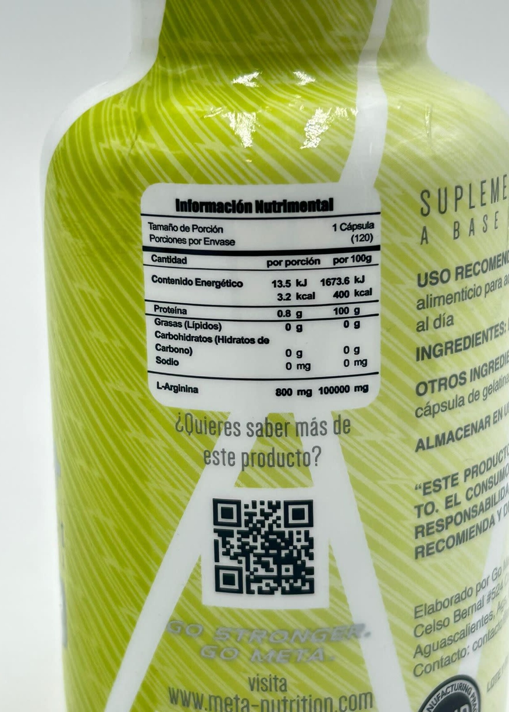 META NUTRITION ARGININA META 800 MG/120 TAB