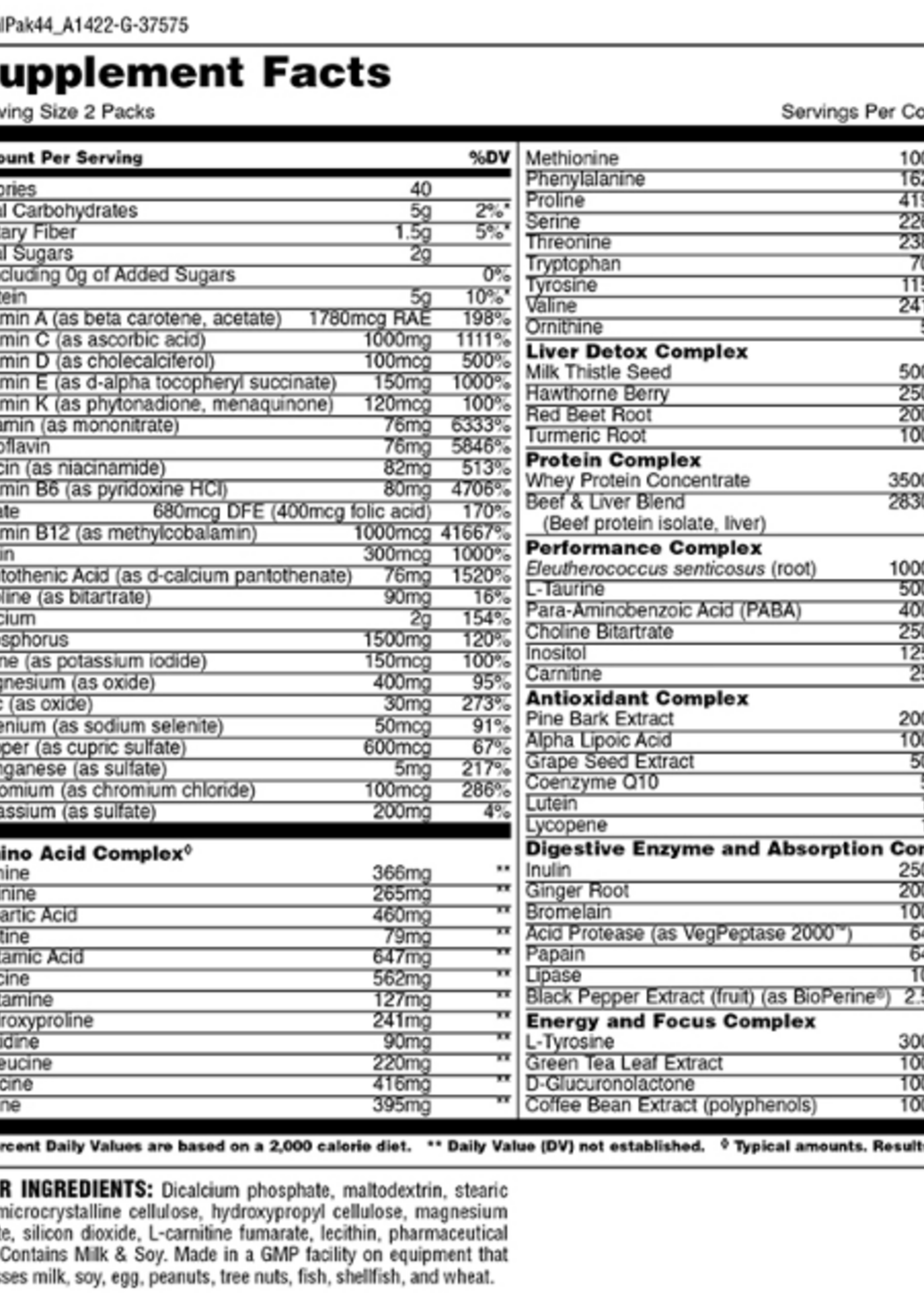 ANIMAL ANIMAL PAK (Multivitamínico) 44 PACK