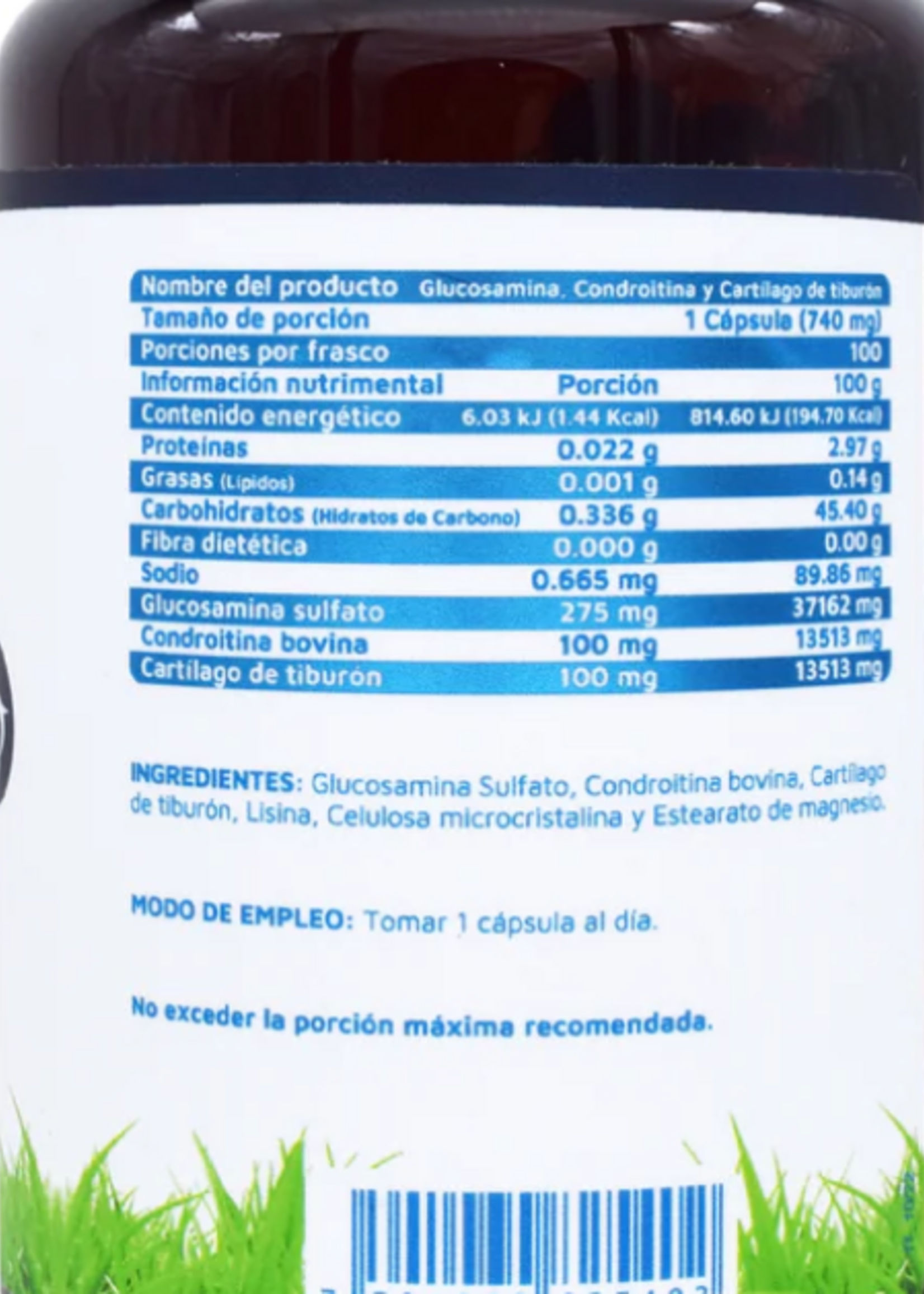 VIDANAT GLUCOSAMINA, CONDROITINA Y CARTILAGO DE TIBURON VIDANAT 100 CAPS