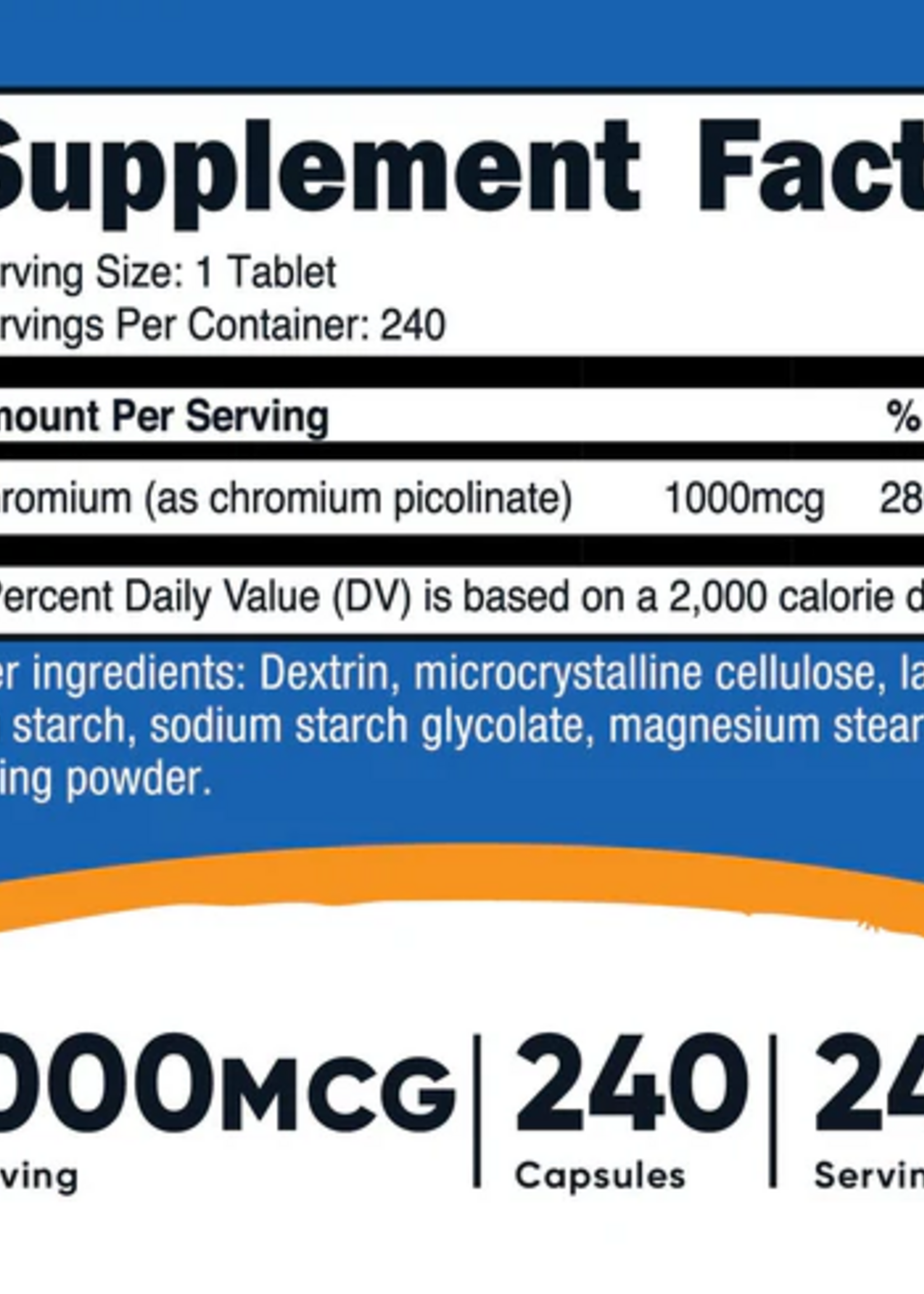 NUTRICOST CHROMIUM PICOLINATE 1,000 MCG / 240 CAPS NUTRICOST