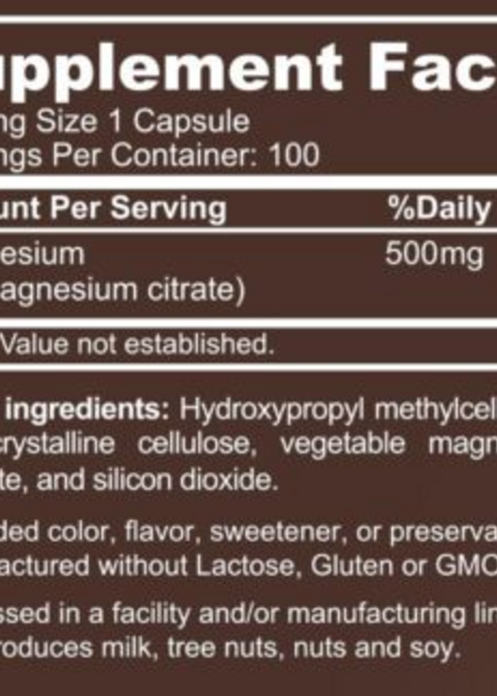 H&L PHARMA CITRATO DE MAGNESIO H&L 500 MG/100 CAP