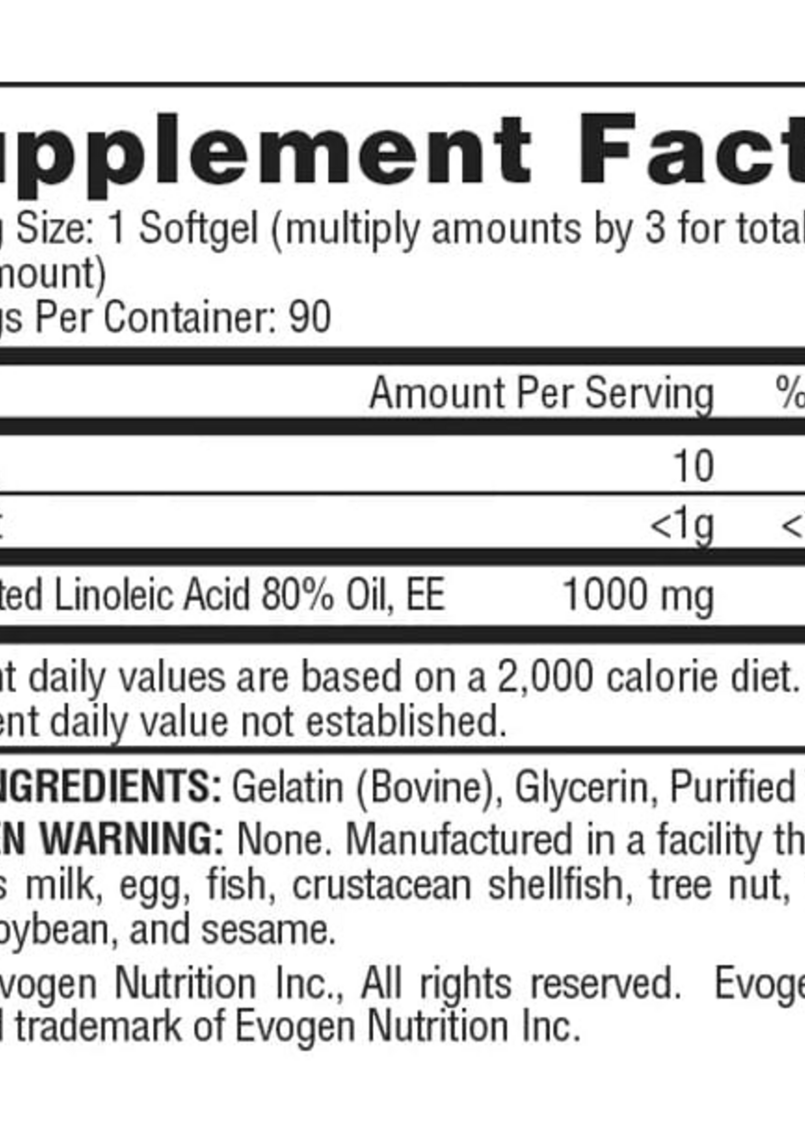 EVOGEN CLA EVOGEN 1000MG/90 CAP