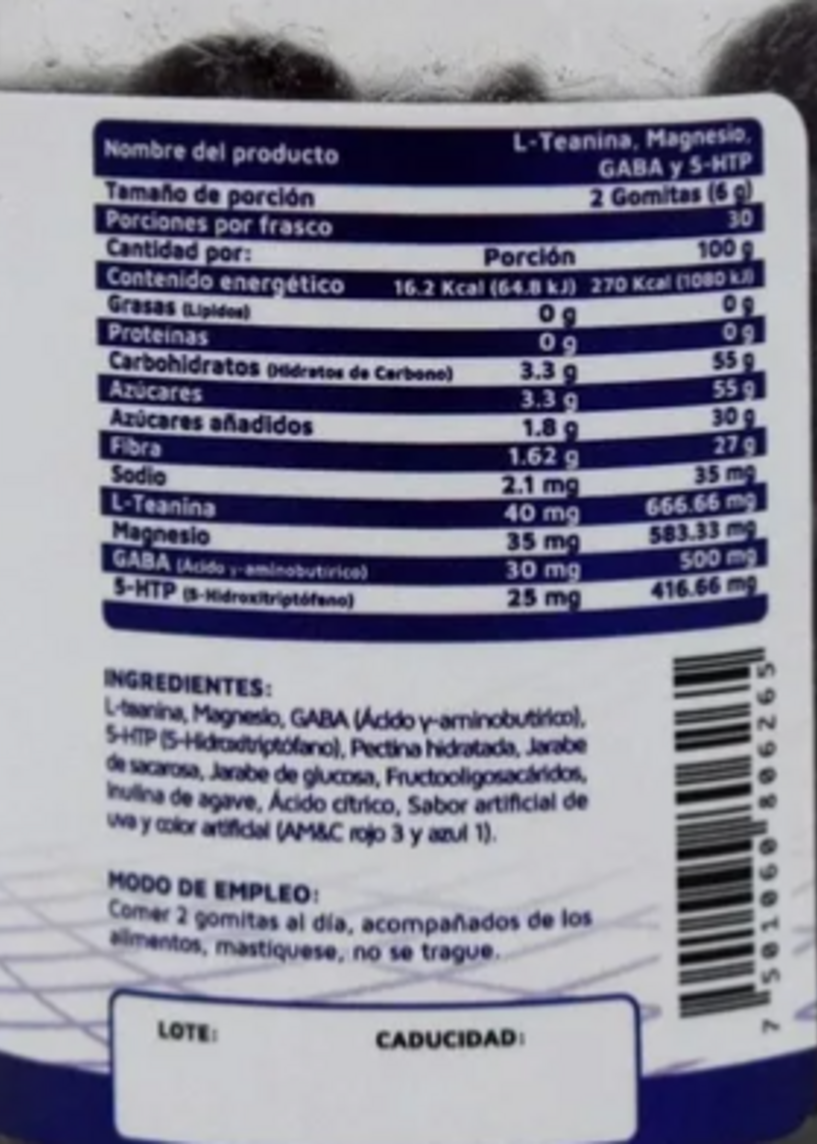 VIDANAT L-TEANINA,MAGNESIO,GABA VIDANAT 60 GOMITAS UVA